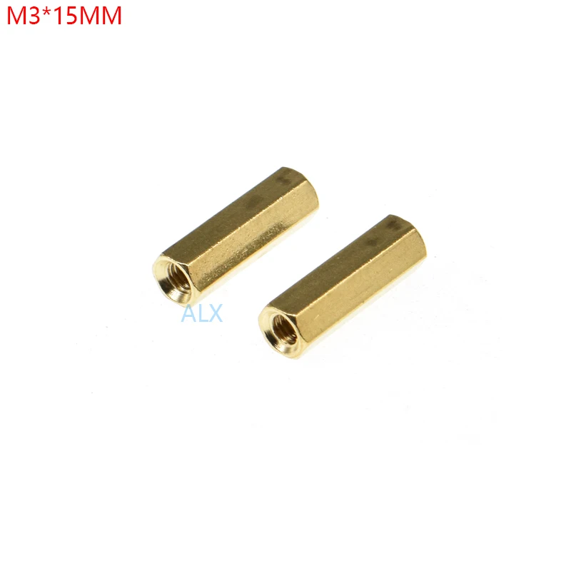 20PCS M3*15MM Hex head Hollow Threaded Copper Pillar M3 15MM Height double pass Hexagonal brass pillar M3*15 M3X15MM for pcb