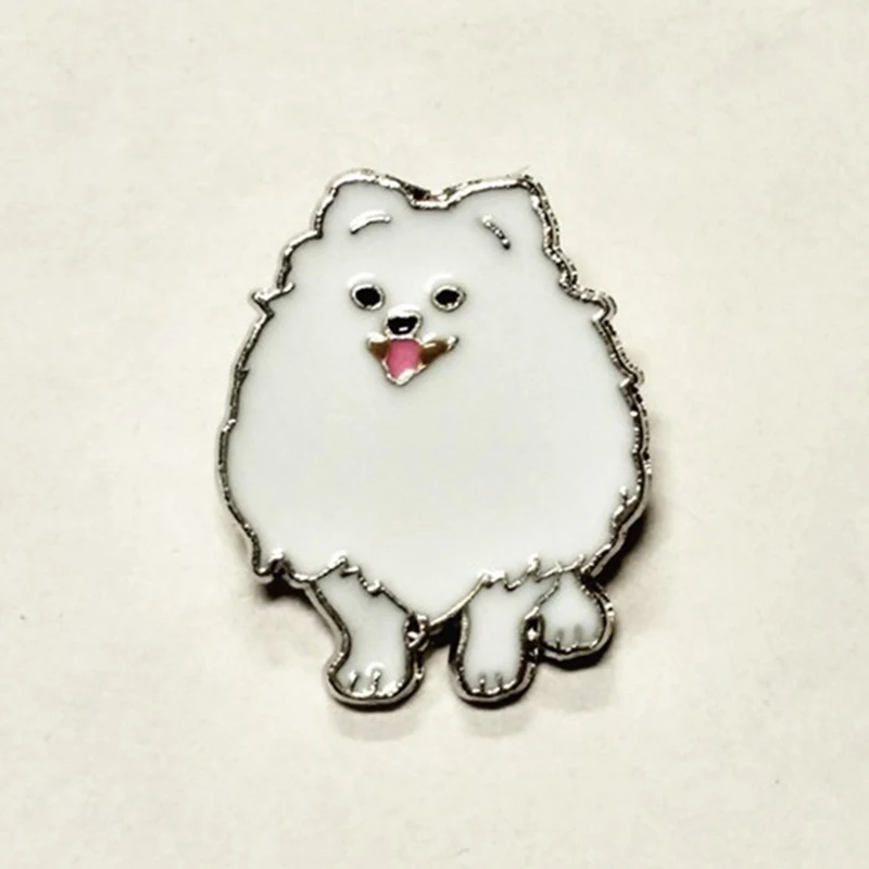 Cute Pomeranian dog brooches for women men girls silver color metal alloy pet dog male female brooch pins party clothes jewelry