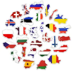 50 PCS National Flags Stickers Toys Countries Map Travel Waterproof Sticker to DIY Scrapbooking Suitcase Laptop Car Motorcycle