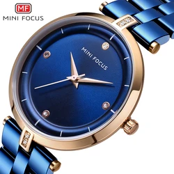 MINI FOCUS Watches Women Top Brand Luxury Quartz Watch Female Fashion Rhinestone Stainless Steel Ladies Simple Casual Wristwatch