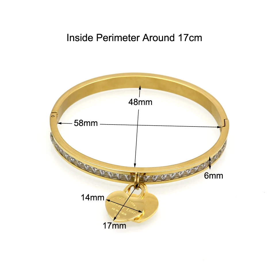 New Luxury Famous Brand Jewelry Pulseira Stainless Steel Crystal Bracelets & Bangles Female Love Heart Bracelet For Women