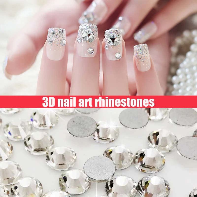 Clear Crystal 3D Super flash high quality galss nail art non hotfix flatback rhinestones,diy/cellphone/clothing accessories