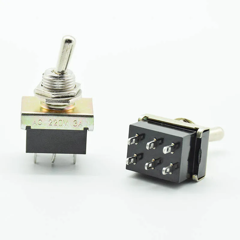 2pcs six 6 Terminals Heavy Metal Toggle Switches ON ON Kit Classic Car AC 220V 3A 12 mm mounting holes two positions