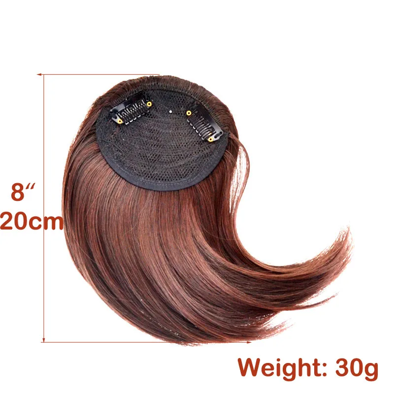 Jeedou Hair Bangs Synthetic 2Clips Clip On Hair Real Natural Black Brown Asymmetry Fringe Gradient bangs