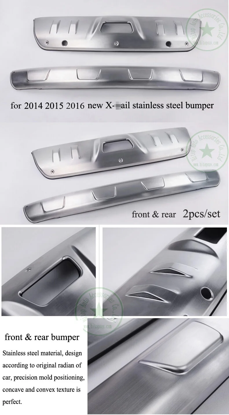 thicken stainless steel bumper protector skid plate bull bar for Nissan X-trail Rogue 2014 2015 2016,2pcs/set,with radar hole