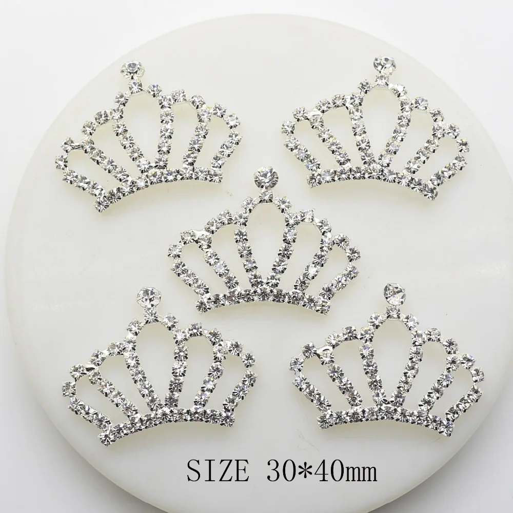 Yundfly 5pcs/lot Crown Rhinestone Buttons Bling for DIY Baby Girls Headband Wedding Party Bride Headdress Hair Embellishment