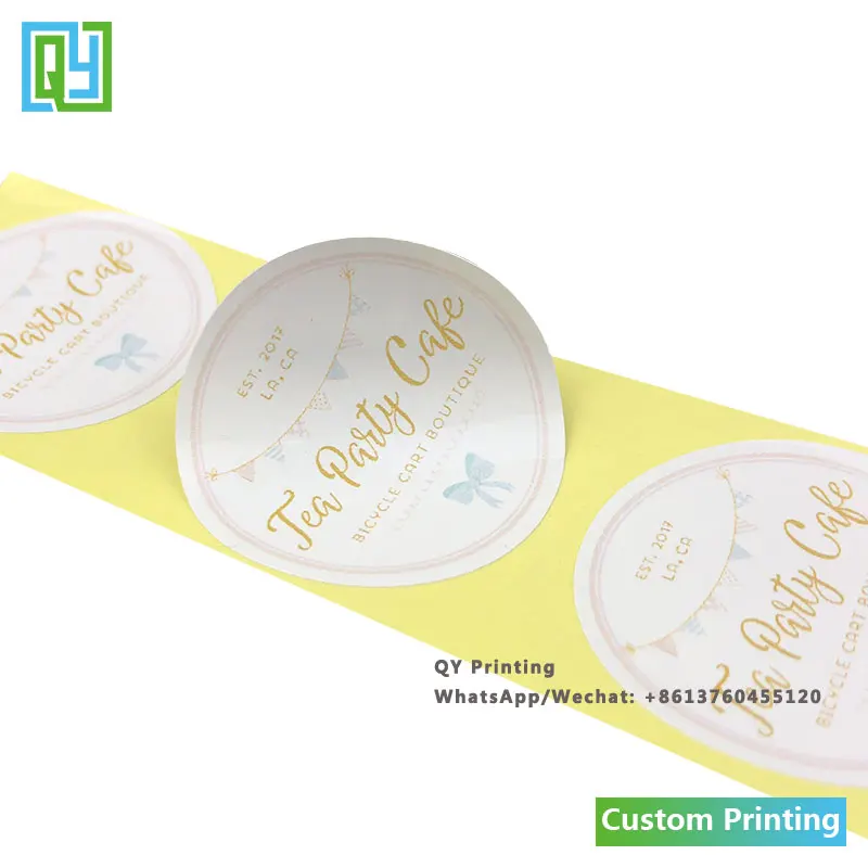 1000pcs 39x39mm Free Shipping Custom Cosmetic Label Printing Beer Cable Perfume Customized Stickers Roll Logo Decorative Label