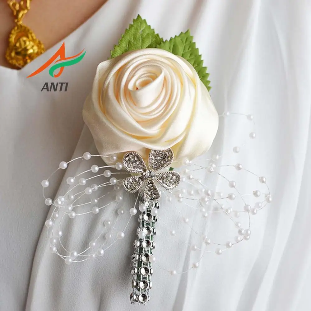 

ANTI Wedding Prom Corsage Artificial Flower brooch Wedding boutonniere Groom Bridesmaid Groomsmen Flowers Boutonniere In Stock