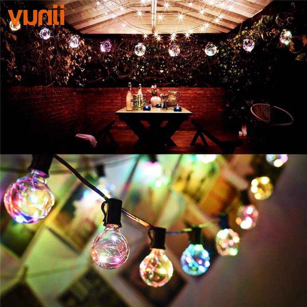 Vunji New 10M 1X30 G40 Christmas Led RGB String Light Colorful Garland fairy lights for Wedding/Party/Xmas Outdoor Decorative