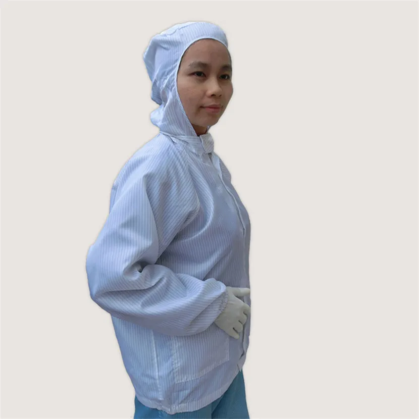 Protective Overalls Safety Clothing Anti Static Hooded Jacket Food Cleanroom Workshop Mens ESD Dustproof Work Clothes Wholesale