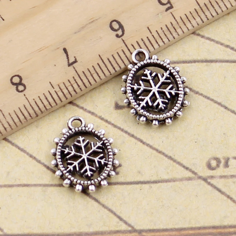 20pcs Charms Snow Snowflake 15x12mm Tibetan Silver Color Pendants Antique Jewelry Making DIY Handmade Craft