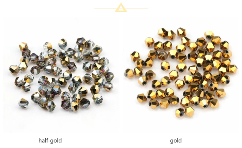 4mm shiny metall farbe doppelkegel perlen 5238 glas Perlen halb überzogene farbe Perlen kristall schmuck perlen für Schmuck Machen 120 teile/los – Detail 10