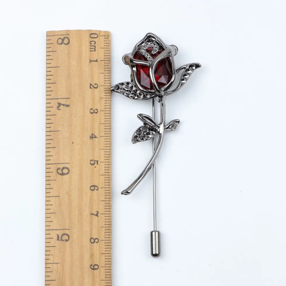 Advanced Men Retro Golden Flower Brooch Pins Collar Suit Stick Breastpin Diamante Pin Men\'s Suit Dressup