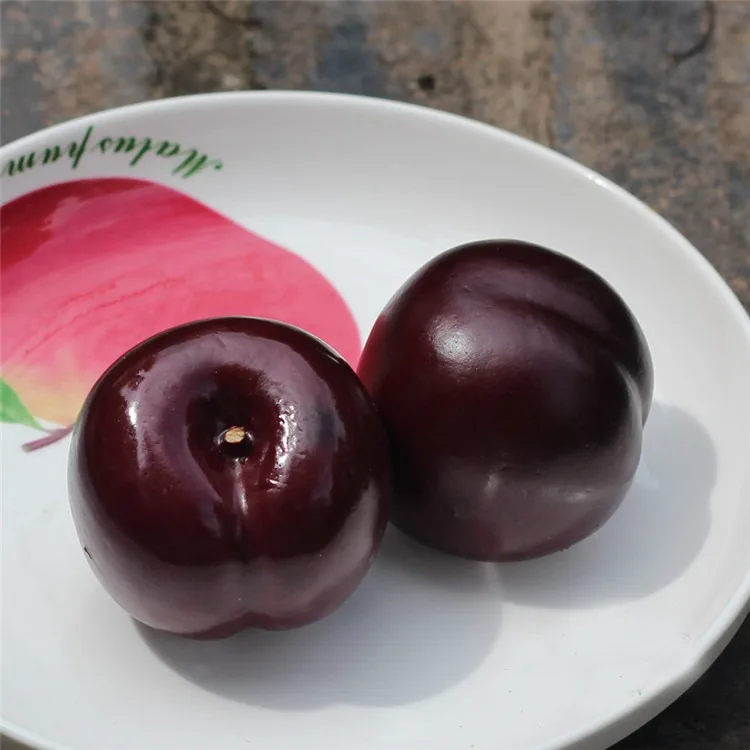 2pcs Black Plum Black Brin Simulation Fake Fruit Diy Toy Food Vegetable Play House Toy Children's Kitchen Decorate Teaching Aid