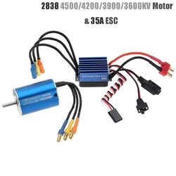 2838 3600KV 4500KV 4P Sensorless Brushless Motor & 35A Brushless ESC Electronic Speed Controller for 1/14 1/16 1/18 RC Car