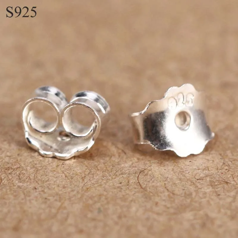 Genuine Real 100% Pure Solid 925 Sterling Silver Earring Backs Safety Stopper Silver Jewelry Accessories DIY Parts Ear Plugging