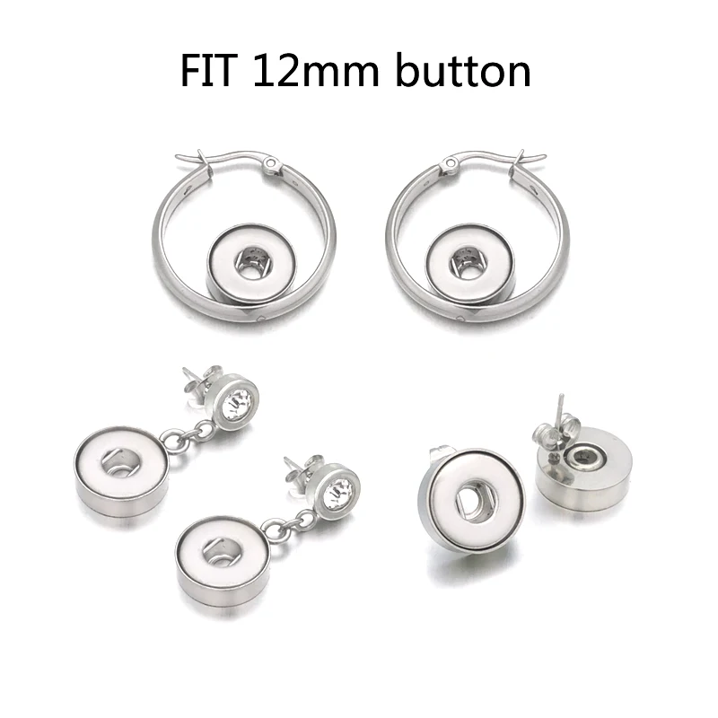 Hot Sale Interchangeable Earring 031 Stainless Steel Earring Fit 12mm Snap Button For Women Charms Design Earrings Jewelry Gift