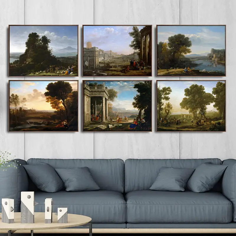 Home Decoration Art Wall Pictures For Living Room  Poster Print Canvas Printings Paintingsn French Claude Lorrain Big Tree