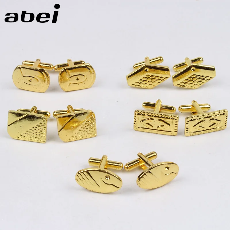 5 Designs Gold Cufflinks Metal men shirt cuff button Classic cuff link Fashion