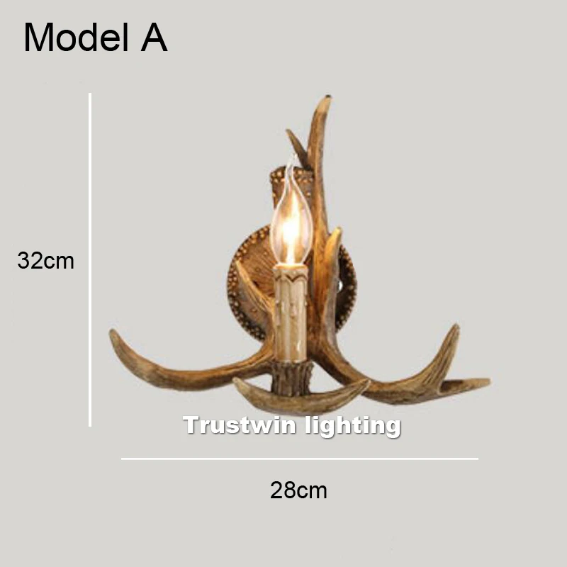 Wooden feeling resin decorative LED wall light lamp sconce deer horn antler retro white deer wall lamp light LED tree branch