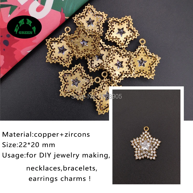 Zircon Embellishments Accessories 100pcs Starfish Zircon Charms Pendant for Earrings making Crystal Zircons Button for Sew