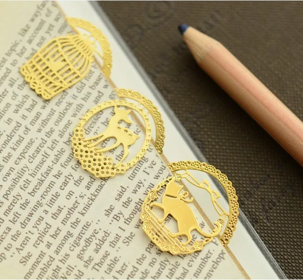 10PCS Kawaii Metal Bookmark Fashion Birdcage Six Kinds Clips for Books Paper School Office Supplies