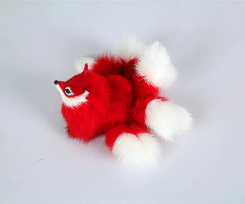 new cute simulation fox toy resin&fur nine-tails red fox doll gift about 18x7.5cm 1103