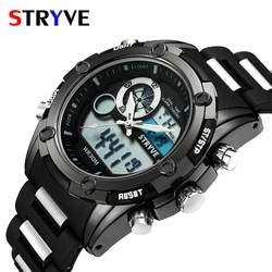 Stryve Brand Luxury Dual Display Watches Quartz Digital Led Clock 30m Water Resistant Military Big Dial Men Outdoor Sports Watch