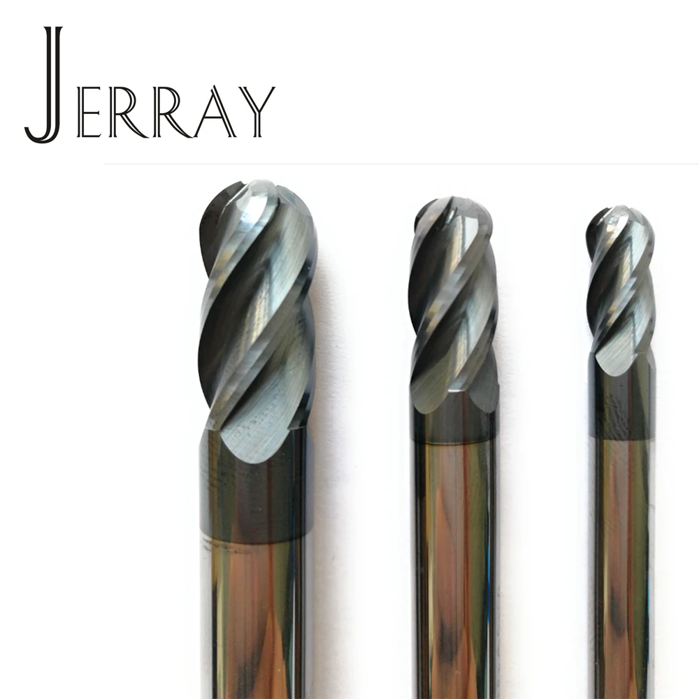 6mm,8mm,10mm, 12mm HRC45 solid Carbide 4 Flutes Ball nose end mills Spiral Bit Milling Tools CNC Router bits