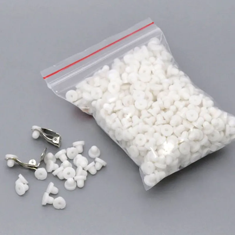 Pads for Clip-On Earrings Stoppers White Rubber Jewelry DIY Making 6x5mm 100Pcs