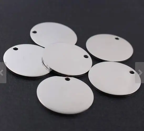 100pcs Lot 30mm stainless steel jewelry findings markding DIY shiny smooth medals pendant charms