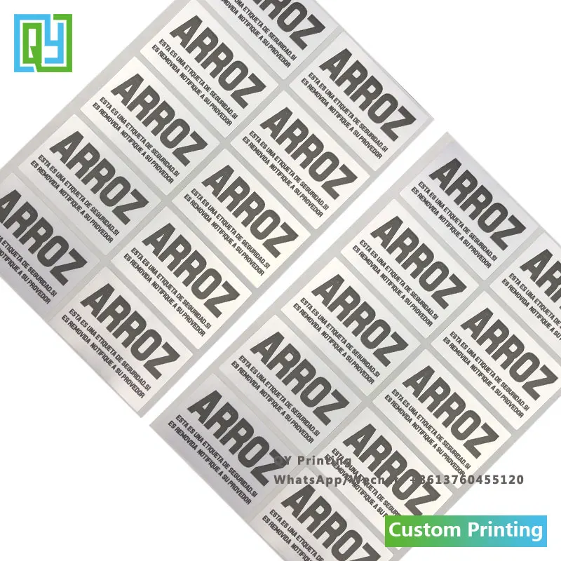 1000pcs 40x25mm Custom Warranty Sticker For Mobile Phone Packagings Silver Void Labels Logo Sticker Customized Logo Text Number