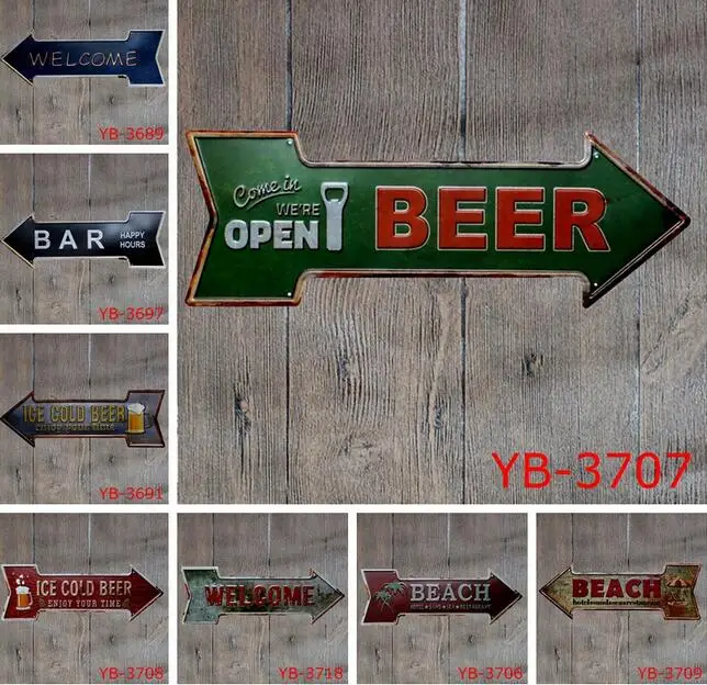 

10pcs Coffee Beer Garage cupcake Exit Vintage Arrow Irregular Tin Sign Gift Craft Wall Plaque Cafe Supermarket Decor