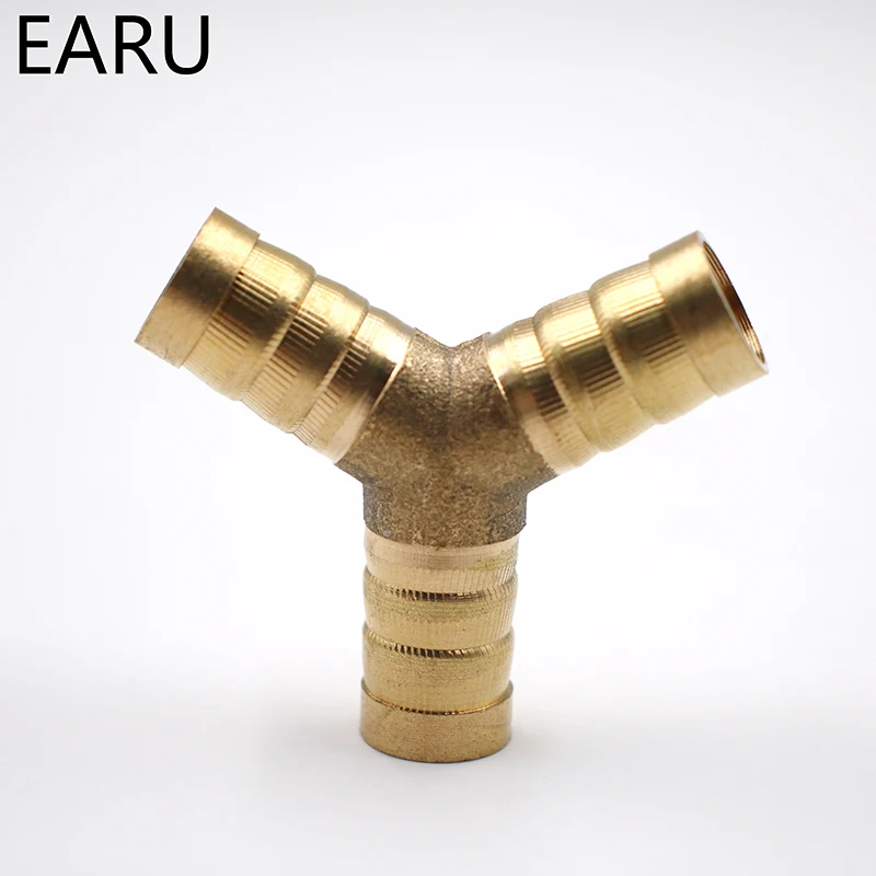 6-12mm BRASS Y type Hose Joiner Piece 3 WAY Fuel Water Air Pipe TEE CONNECTOR Pneumatic Connect Plug Socket for Air Gas Oil