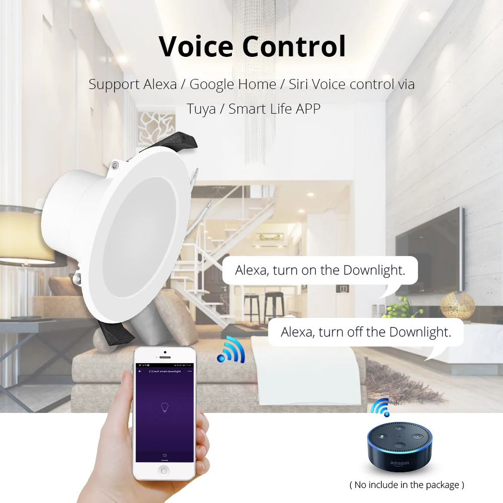 Zemismart 6 Polegada 14w wifi rgbcw led downlight trabalho com luz de teto tuya controle voz por alexa google automação residencial