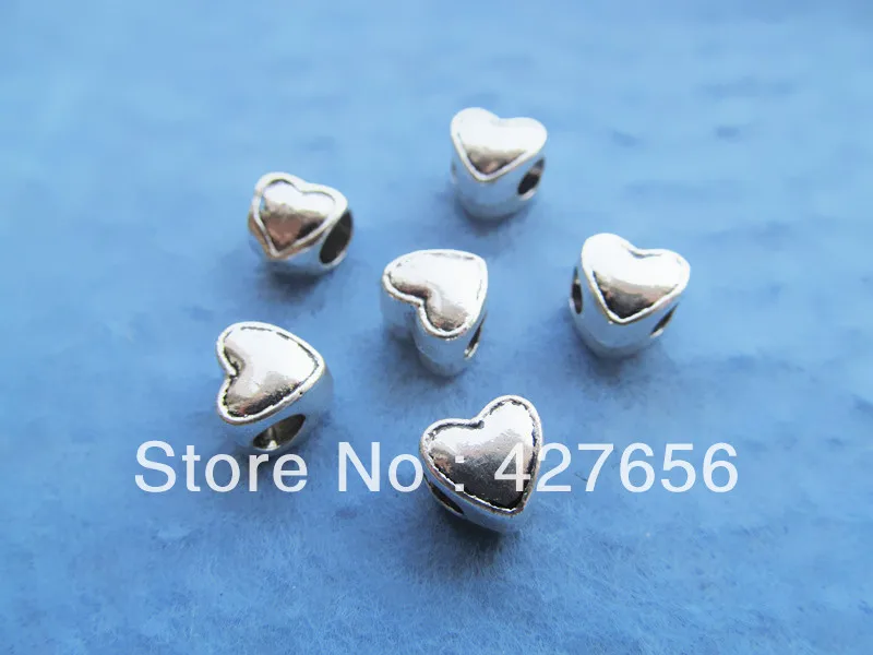 

100pcs Antique Silver/Bronze Heavy Heart Slider Spacer Beads Pendant Charm,for Bracelet & Necklace,DIY Accessory Jewellry Making