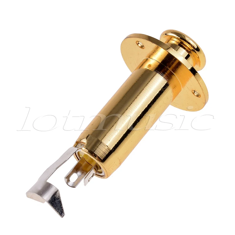 Acoustic Electric Guitar Bass Output Jack Strap Button Endpin Plug Socket Stereo Cylinder Gold Chrome Black