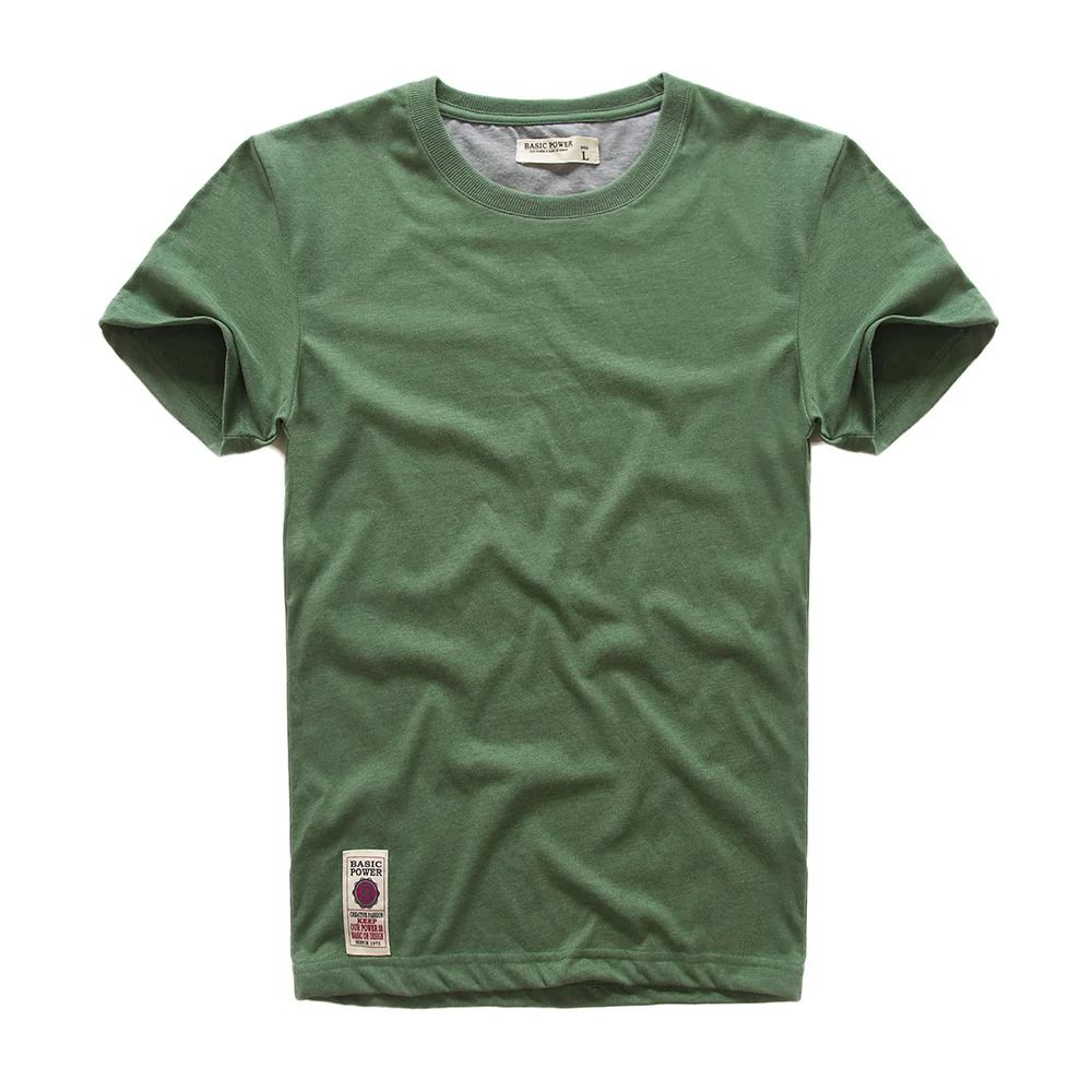 New Solid T-Shirt Mens Short Sleeve T-shirt Cotton Multi Pure Color Fancy Yarns Washing Tee Shirt for male V7S1T001