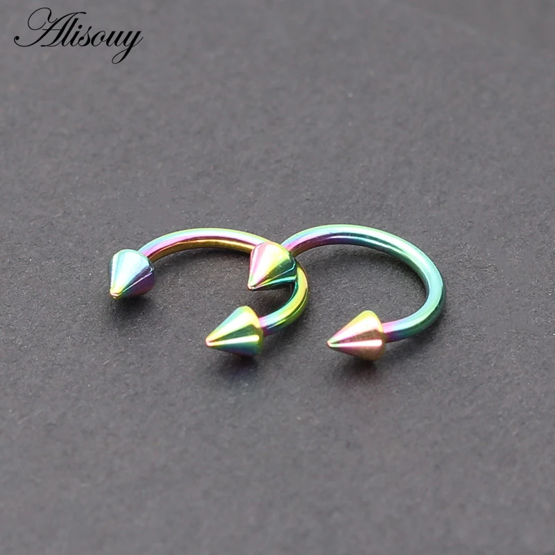 1pc Colorful Stainless Steel Horseshoe Spike Nose Septum Rings Eyebrow Tragus Ear Rings Body Piercing Nariz Jewelry Piercing