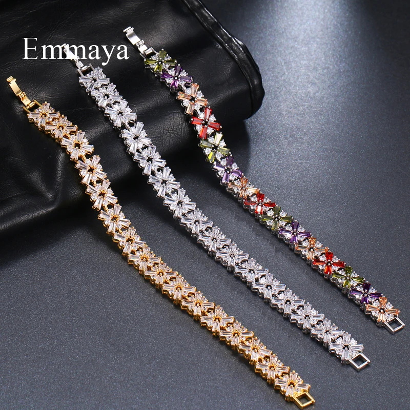 Emmaya Bracciale di lusso Braccialetti di cristallo per le donne Bracciali e braccialetti con ciondoli Gioielli da sposa femminili