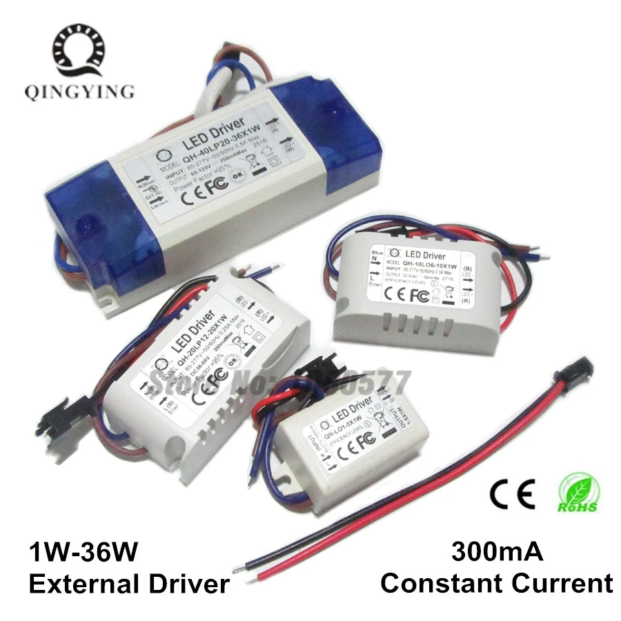 300mA LED Driver 1W 5W 10W 20W 30W 36W Lamp Lighting Transformers 1 5 10 20 30 w Watt Outdoor Lights Power Supply