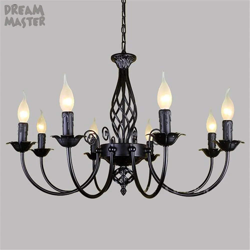 black Chandeliers lamp lustres Modern dining Living Room hotel Indoor light Decoration wrought iron chandeliers lighting