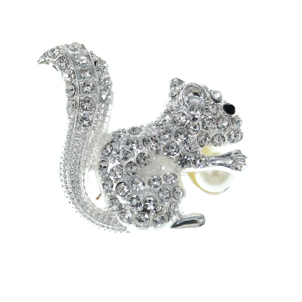 

100pcs/lot Austrian Crystal Animal Squirrel Cute Brooch Gold-Tone Fashion Women/Men Jewelry