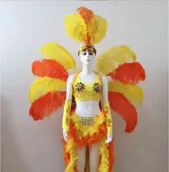 Festival Carnival Costumes Dance Show Feather Dress Wings Samba Opening Women Stage Performance