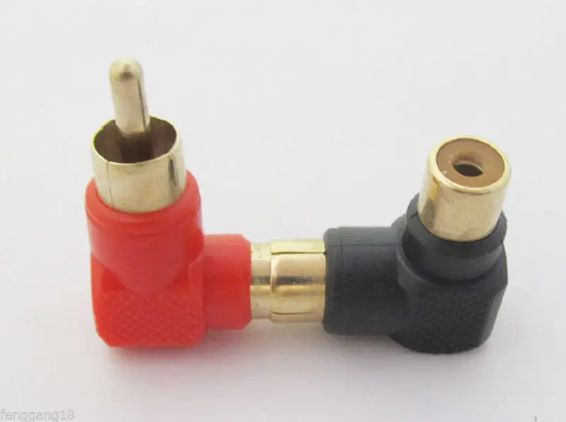 1pair Gold Plated RCA Male Plug to RCA Female Plug Solderless Audio Connector red+black