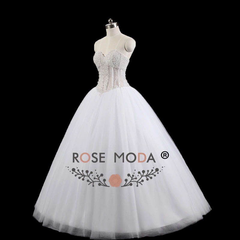 Rose Moda-Robe de Rhperlée de luxe, robe de mariée princesse, photos réelles, sur mesure