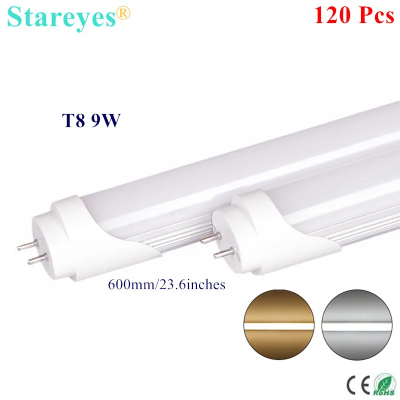 

Free shipping 120 pcs 9W 60cm T8 LED Tube lamp Light High brightness Epistar SMD2835 25LM/PC 44 led / PC 790LM AC170-265V