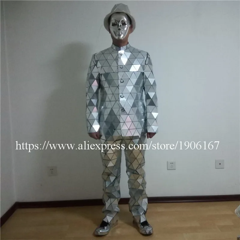 Fashion Mirror Clothing Event Party Supplies Mirror Robot Suit Dazzling Costume Men Reflective Stage Performance Clothes