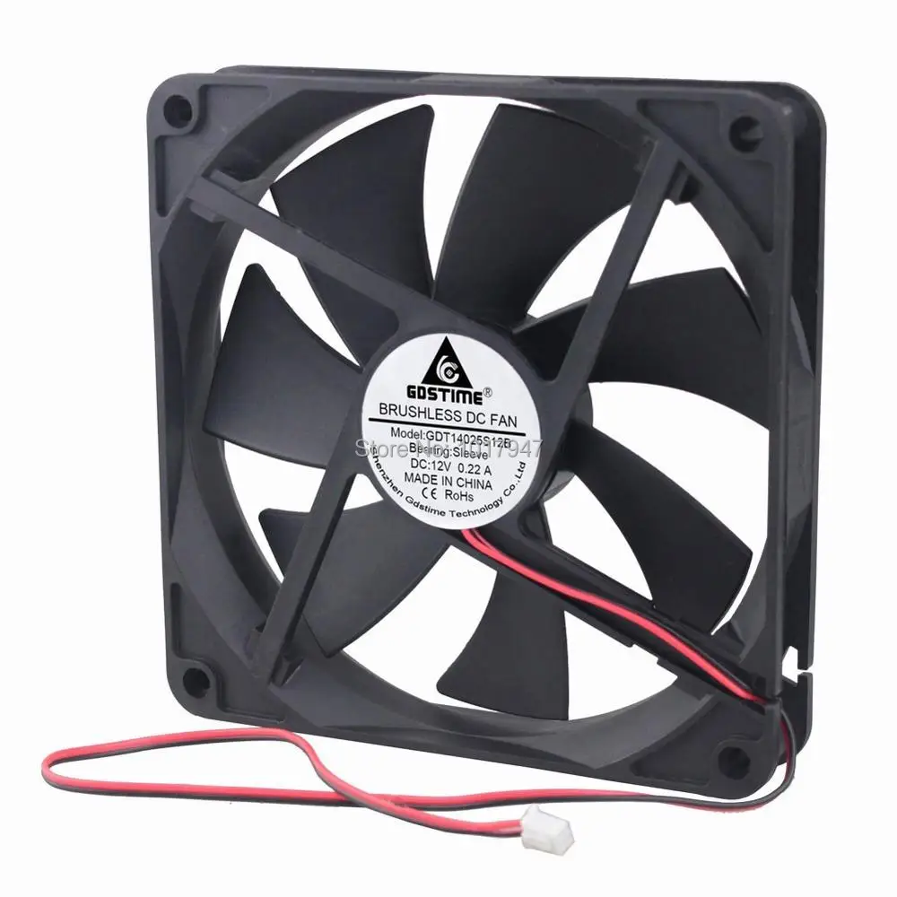 2Pieces LOT Gdstime DC 12V 2Pin 14025 14cm 140mm x 25mm PC Case Cooler Cooling Fan