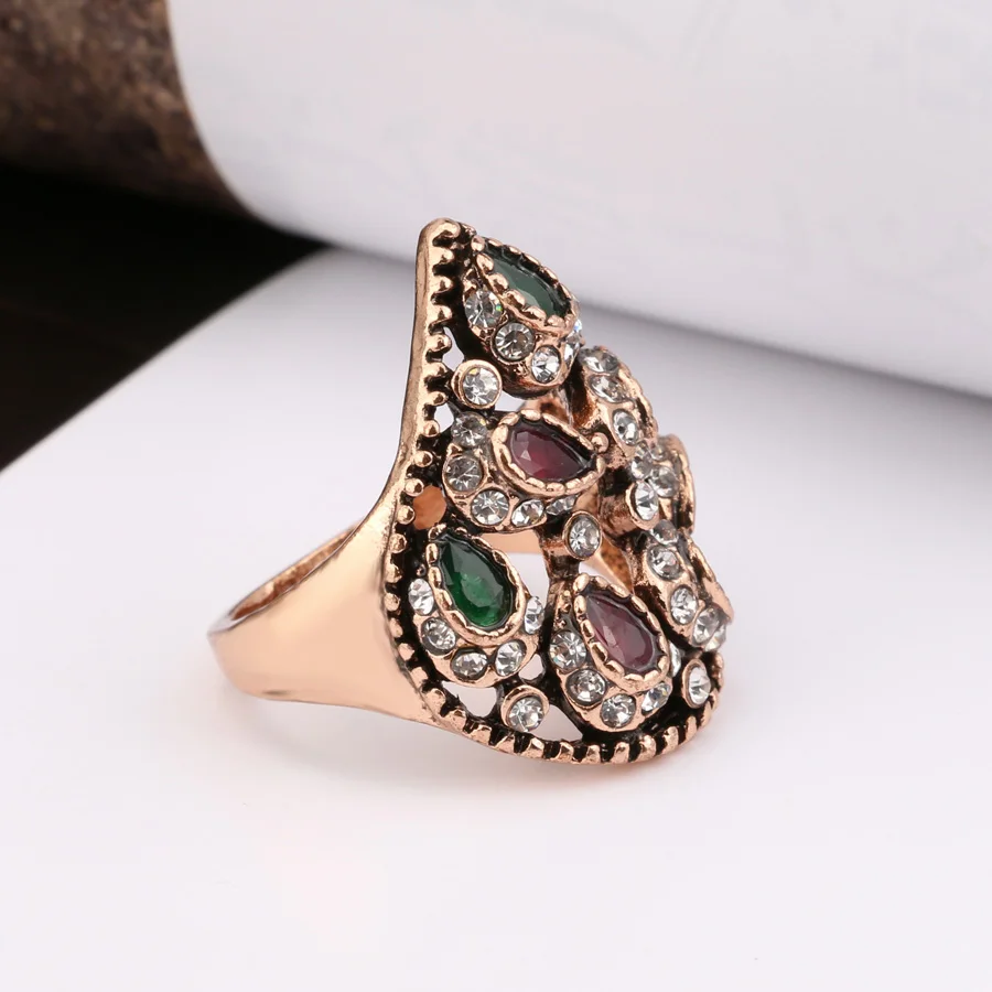 Kinel Retro Ring Trendy Women Jewelry Gold Color Unique Party Antique Rings Turkish Jewelery 2017 New